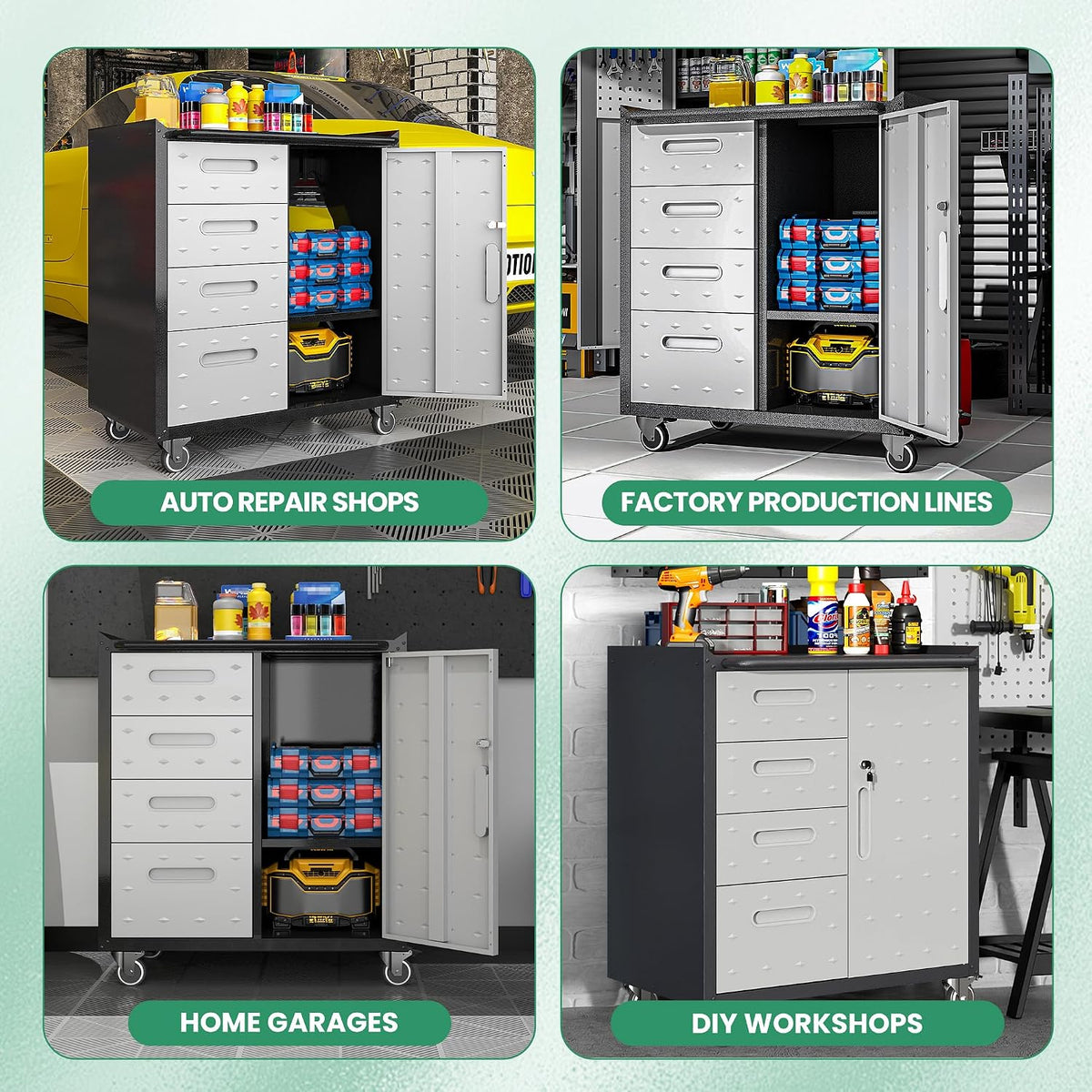 garage cabinets,metal garage storage cabinet with wheels,lockable rolling, package contents
