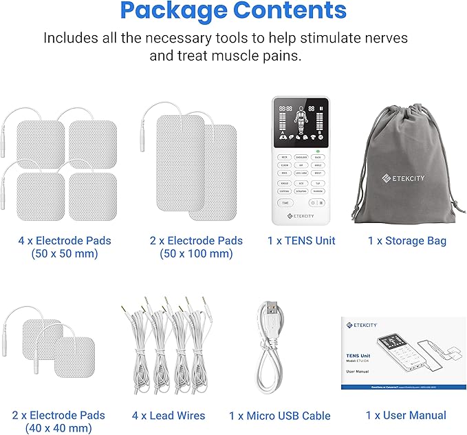 Etekcity 4-Channel Rechargeable TENS Unit, FSA-HSA Eligible Muscle Stimulator