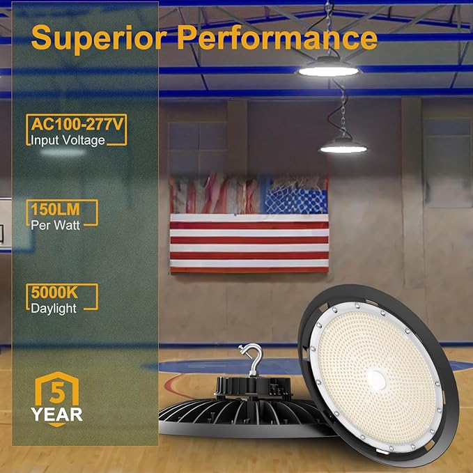 ACOHOOK 2Pack 600W UFO LED High Bay Light 5000K Daylight, 000 Lumens Super