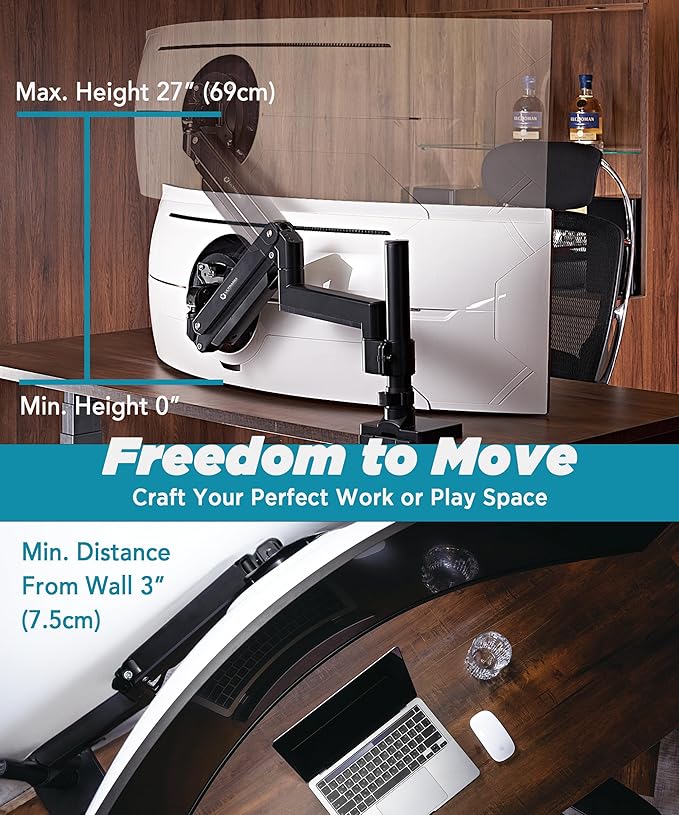 ULTRARM Heavy Duty Monitor Arm for Ultrawide Monitors up to 57" and 44 lbs