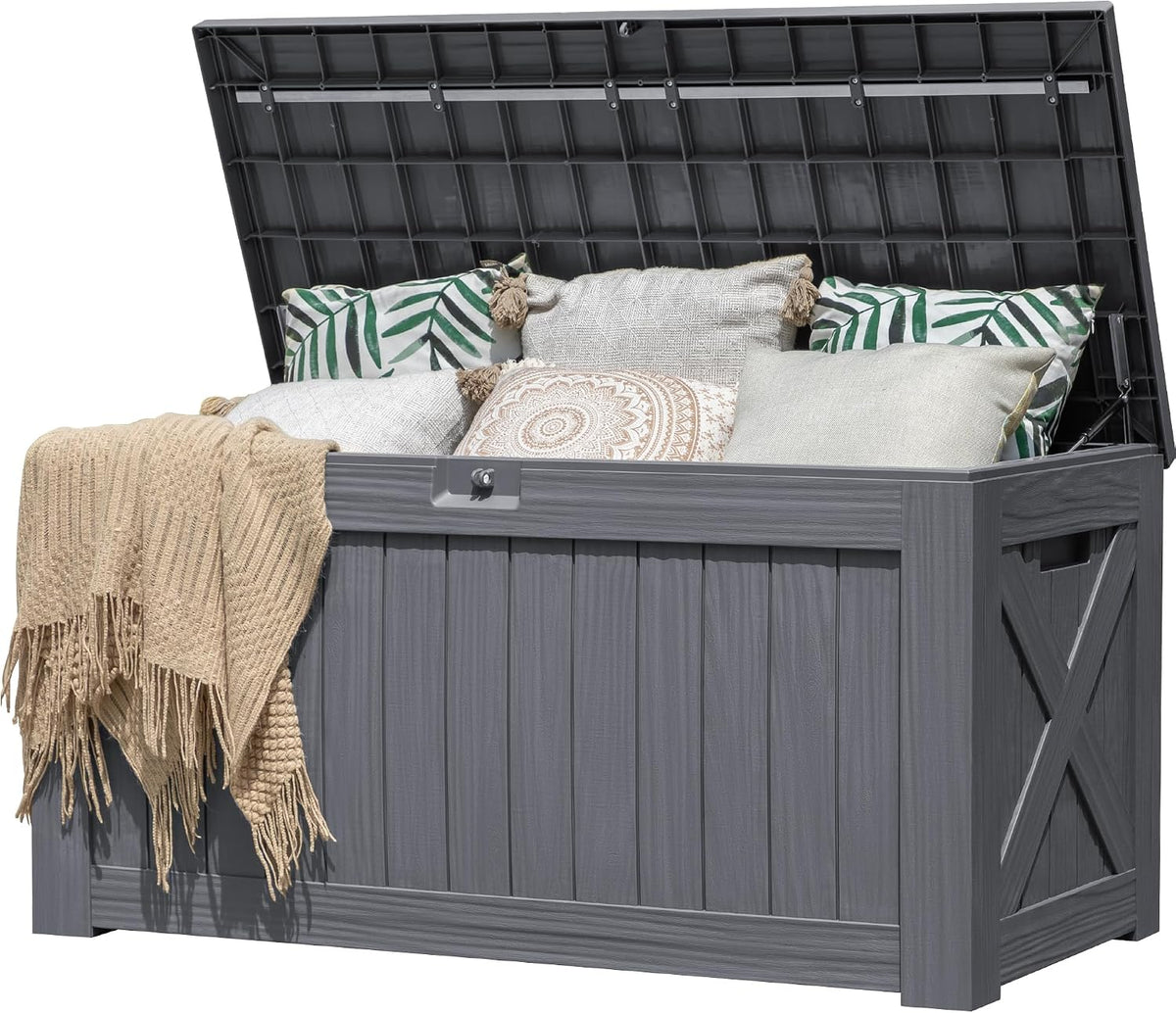 Flamaker Internal 120 Gallon Deck Box Waterproof, Large Outdoor Storage Box