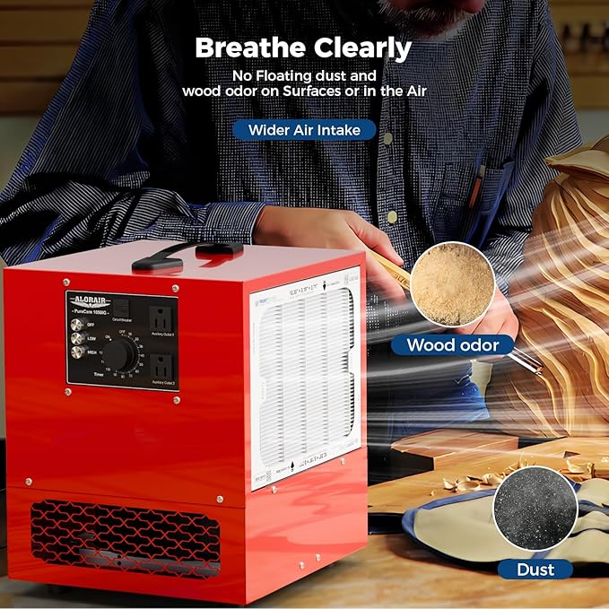 ALORAIR Portable Air Filtration System, 180° Air Intake Tabletop Dust Collector