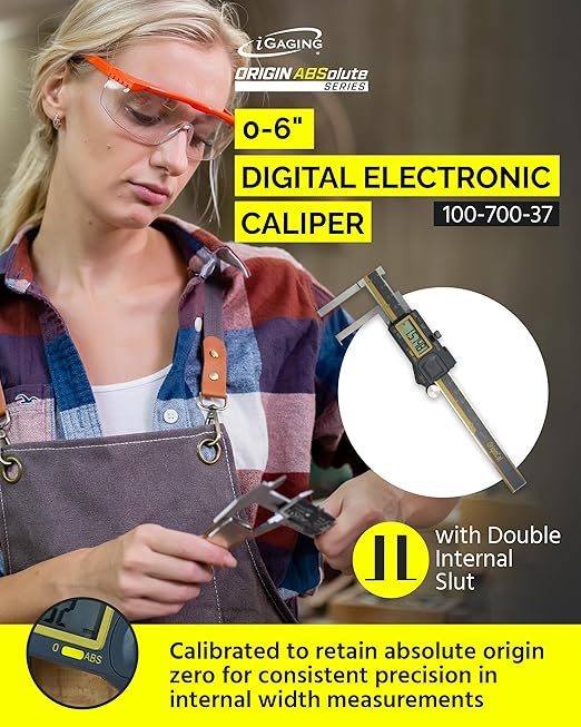 iGAGING Absolute Origin 0-6" Internal Slot Digital Caliper, IP54 Stainless Steel