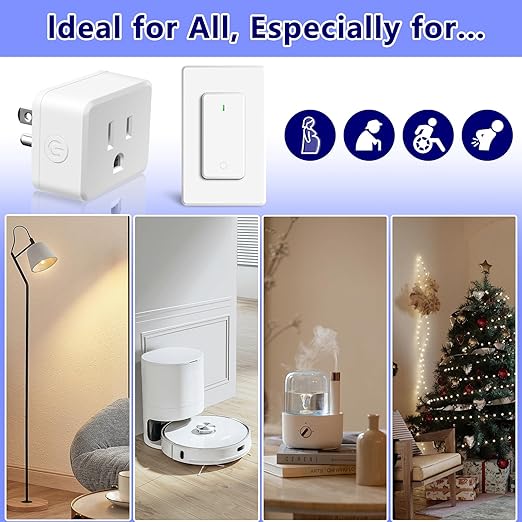 Remote Switch Outlet 2Sets, Wireless On/Off Light Switch Wall Mounted, TUV