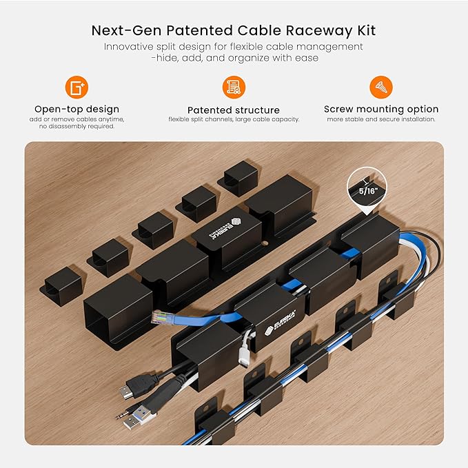 EUREKA ERGONOMIC Metal 316 PCS Cable Management Organizer Kit Cable Raceways
