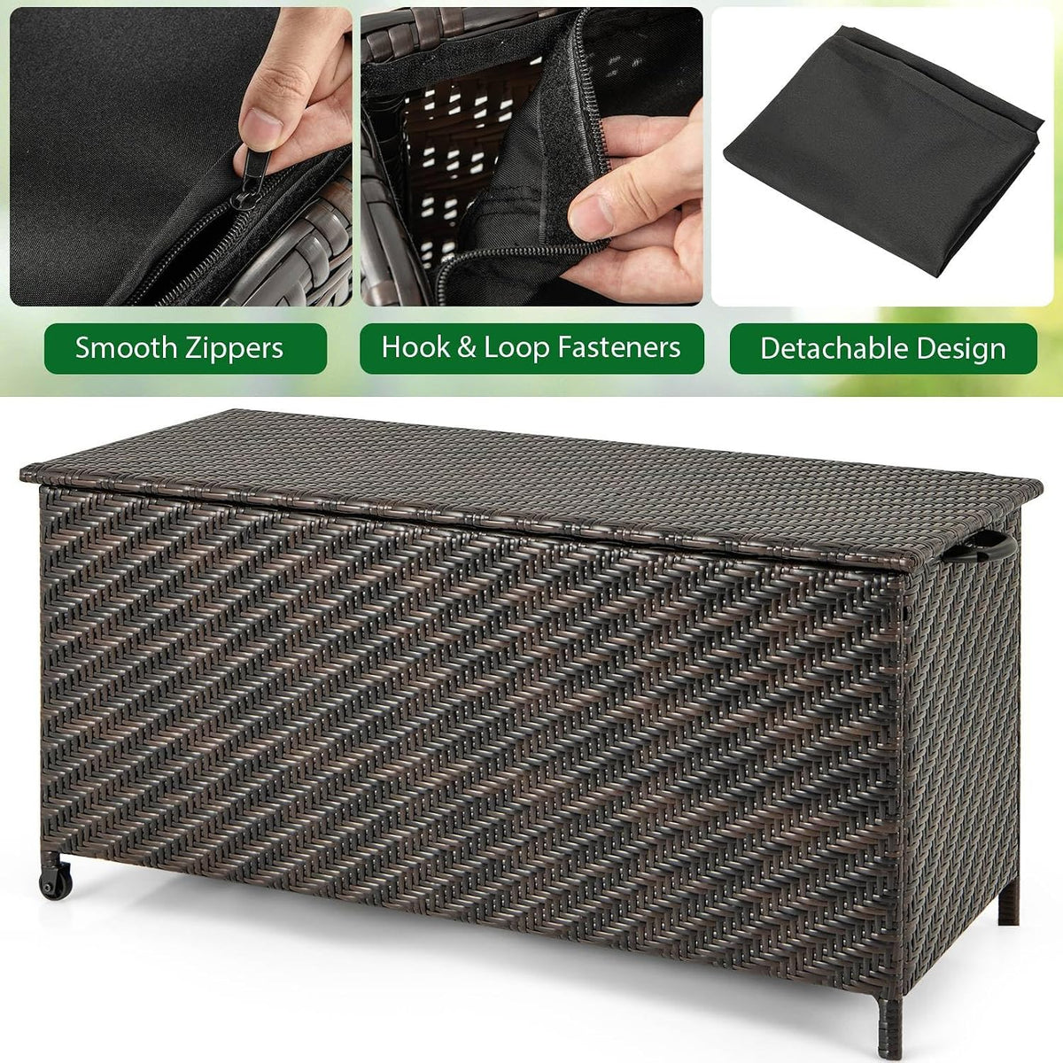 tangzon 320l garden deck box, patio cabinet container, close-up detail