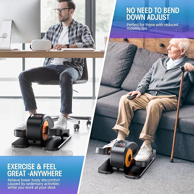 GUGTTR Under Desk Elliptical Machine, Electric Elliptical Leg Exerciser