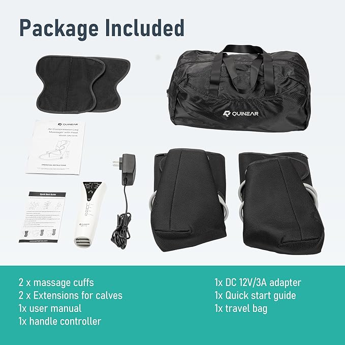 QUINEAR Leg Massager with Heat and Air Compression, Foot and Calf Massager