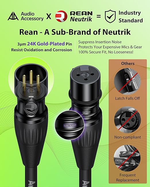 20AWG 99.99% OFC XLR Cables 100ft Nylon Braided