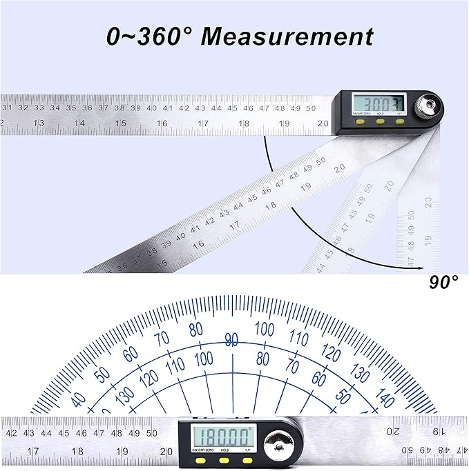 Yangoutool Digital Angle Ruler 20inches/500mm Stainless Steel Digital Angle