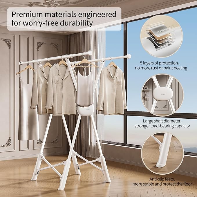 BIREN Clothes Drying Rack Heavy Duty Clothing Racks Foldable Laundry Rack Two
