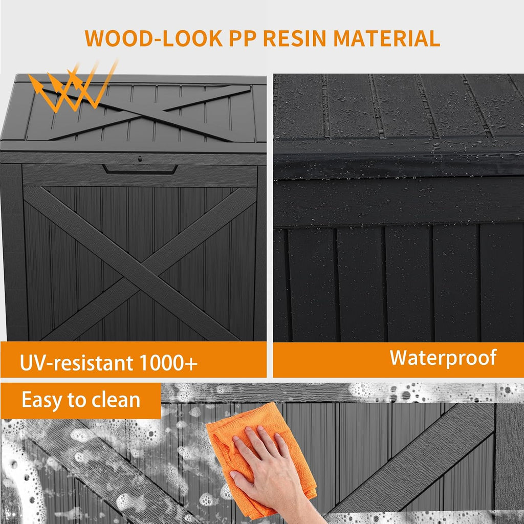 rojik 36 gallon deck box outdoor, waterproof outdoor, package contents