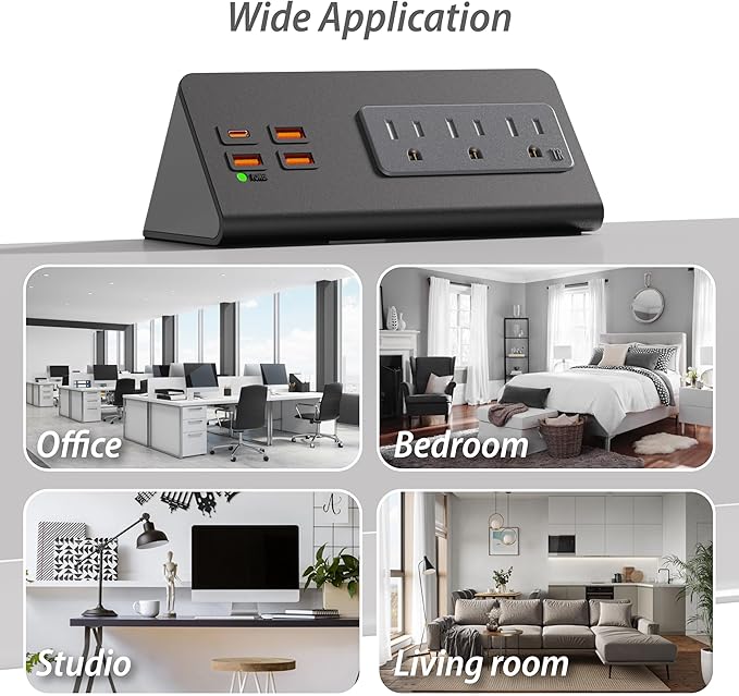 Upgraded Version Edge Mount Power Strip (2pack)
