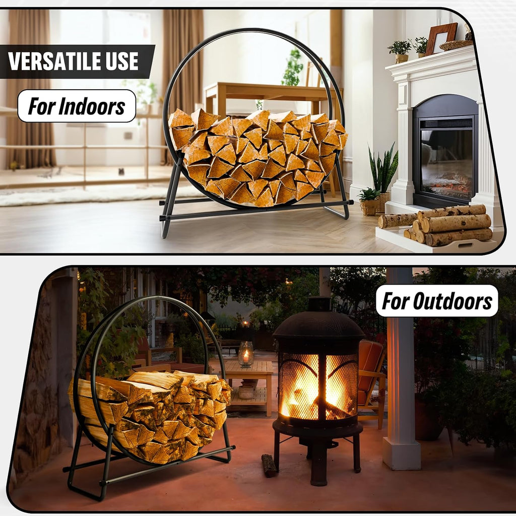 idzo 41in firewood rack, 400lbs load capacity, rust, side view