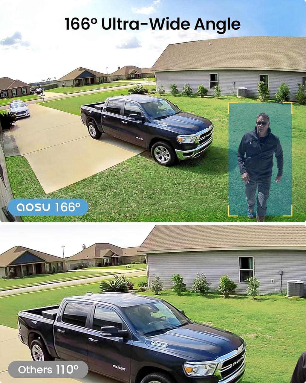aosu 2k qhd battery security cameras wireless outdoor showing dimensions