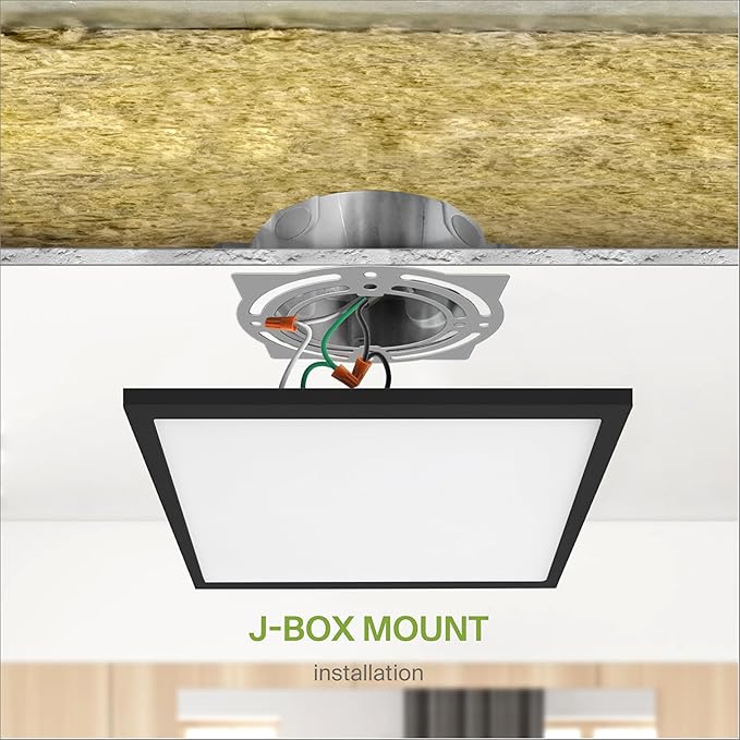 ASD LED 12" Square Flush Mount Ceiling Light Fixture, Low Profile Surface (4 Pack)