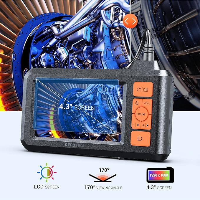 DEPSTECH Dual Lens Industrial Endoscope, 1080P Digital Borescope Inspection