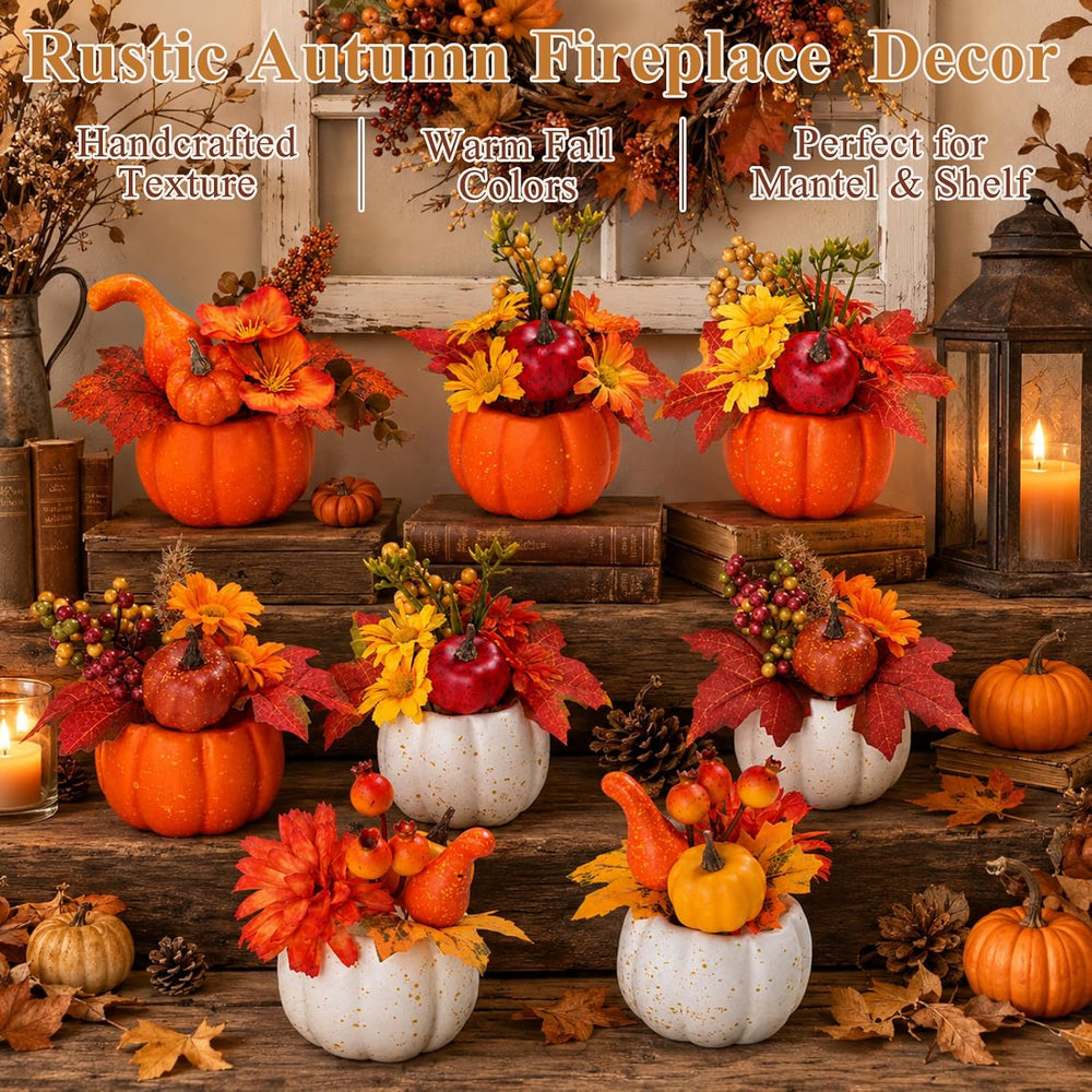 8 PCS Faux Pumpkins Mini Artificial Pumpkins for Fall Halloween Thanksgiving ...