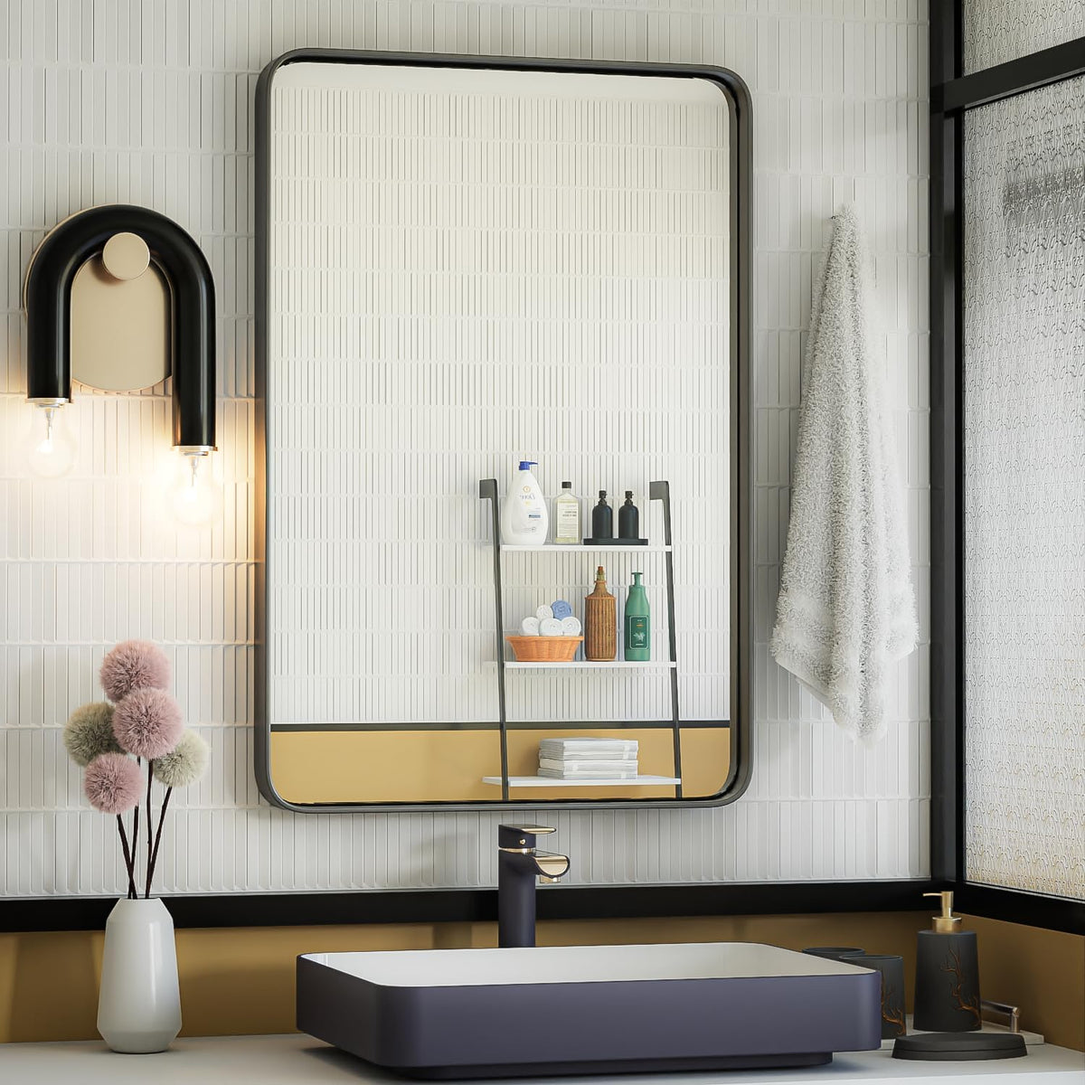ISKM Black Framed Mirror for Wall 20"x 30", Bathroom Vanity Mirror Anti-Rust