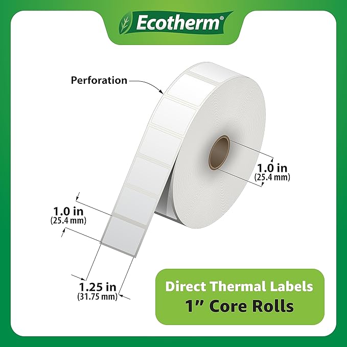 1.25" x 1" Thermal Labels | 6 Rolls | 14040 Labels | fits Zebra, Offnova