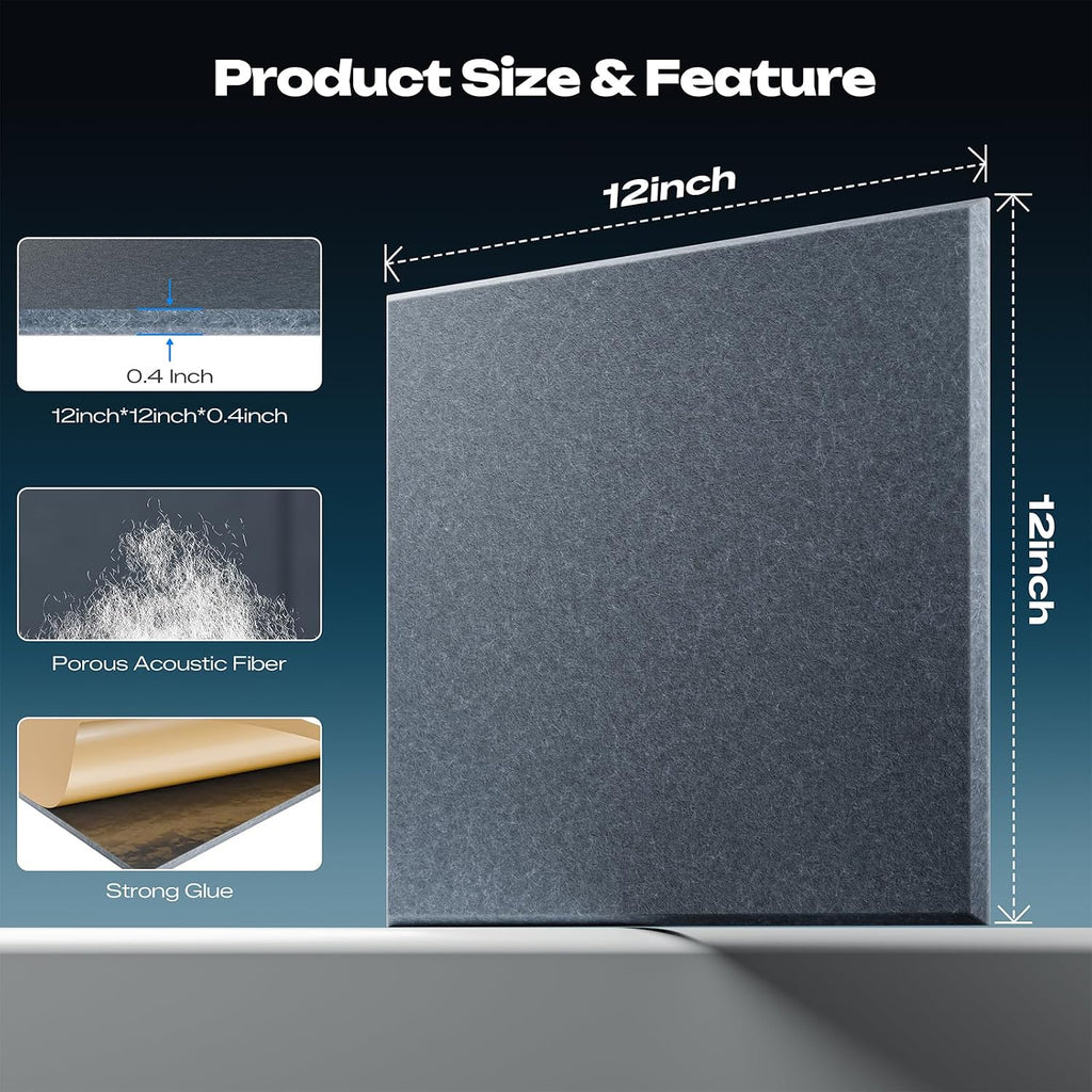 sonicism 12 pack acoustic wall panels, side view