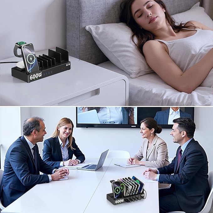 600w Charging Station for Multiple Devices, 15 in 1 Wireless Charging Station