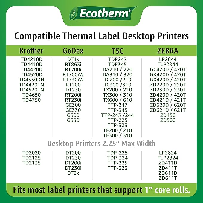 4" x 1" Thermal Labels | 4 Rolls | 5360 Labels | fits Zebra, Offnova Thermal