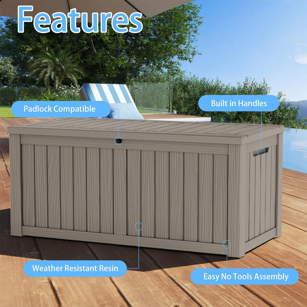 weatherproof 170 gallon patio storage box uv resistant, close-up detail