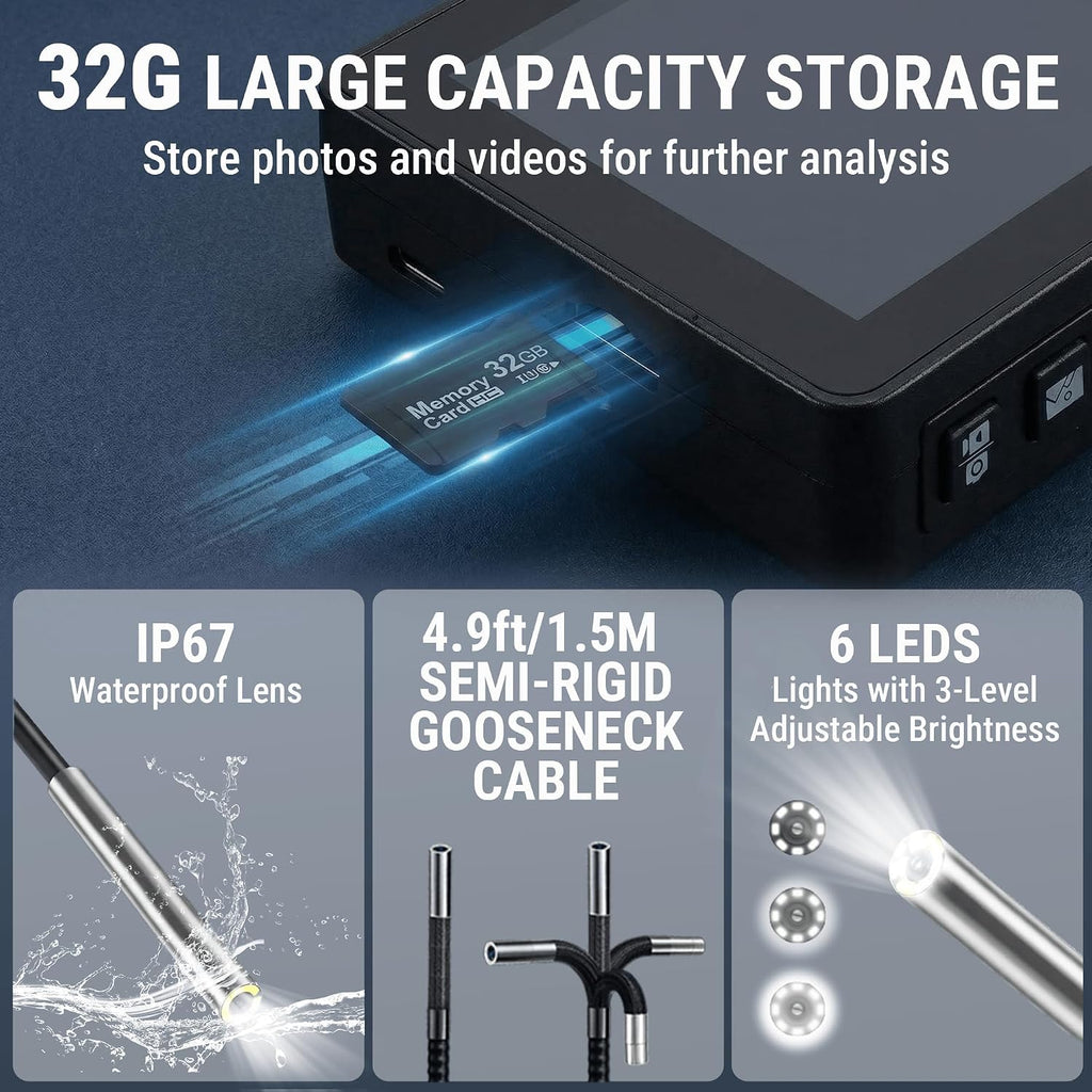 360° articulating borescope camera, 6.2mm borescope endoscope with, package contents