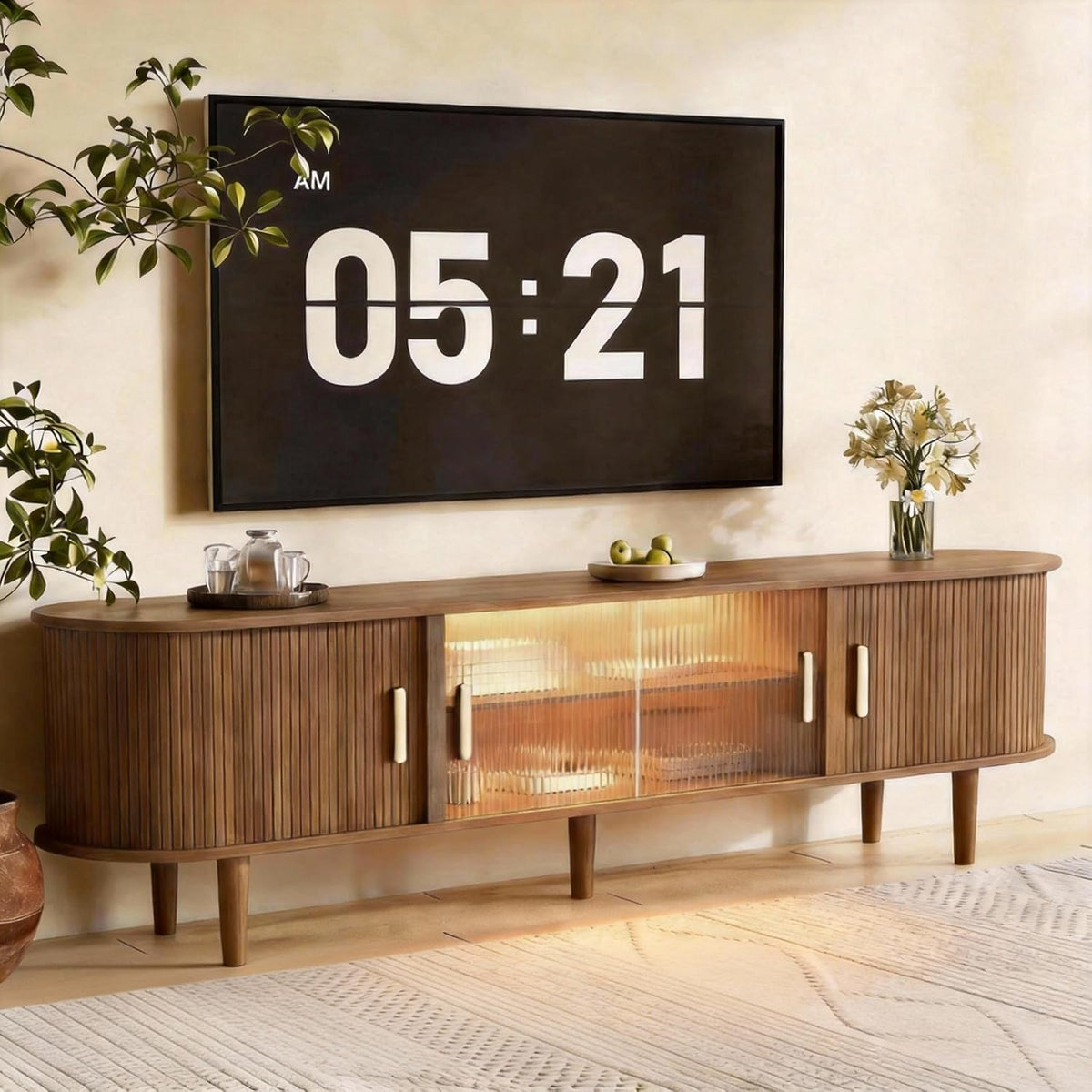 70" Fluted TV Stand with LED Lights