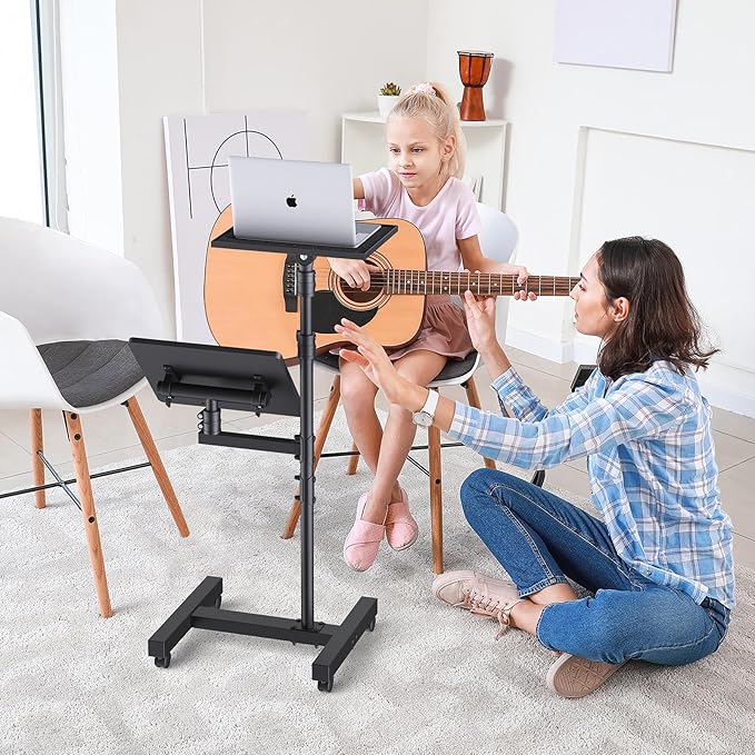 Facilife 2 Shelves Projector Stand Tripod, Height Adjustable Max 64", Mobile