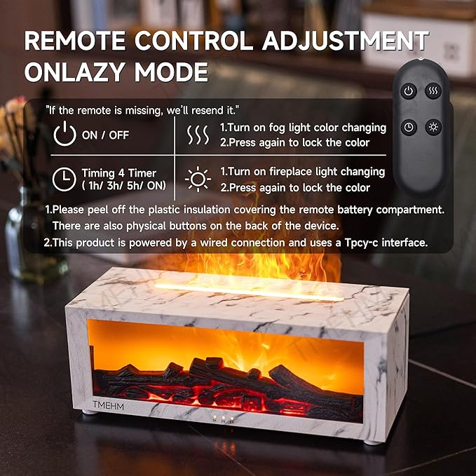 Fireplace Flame Air Diffuser Humidifier, 7 Colors Aromatherapy Essential Oil