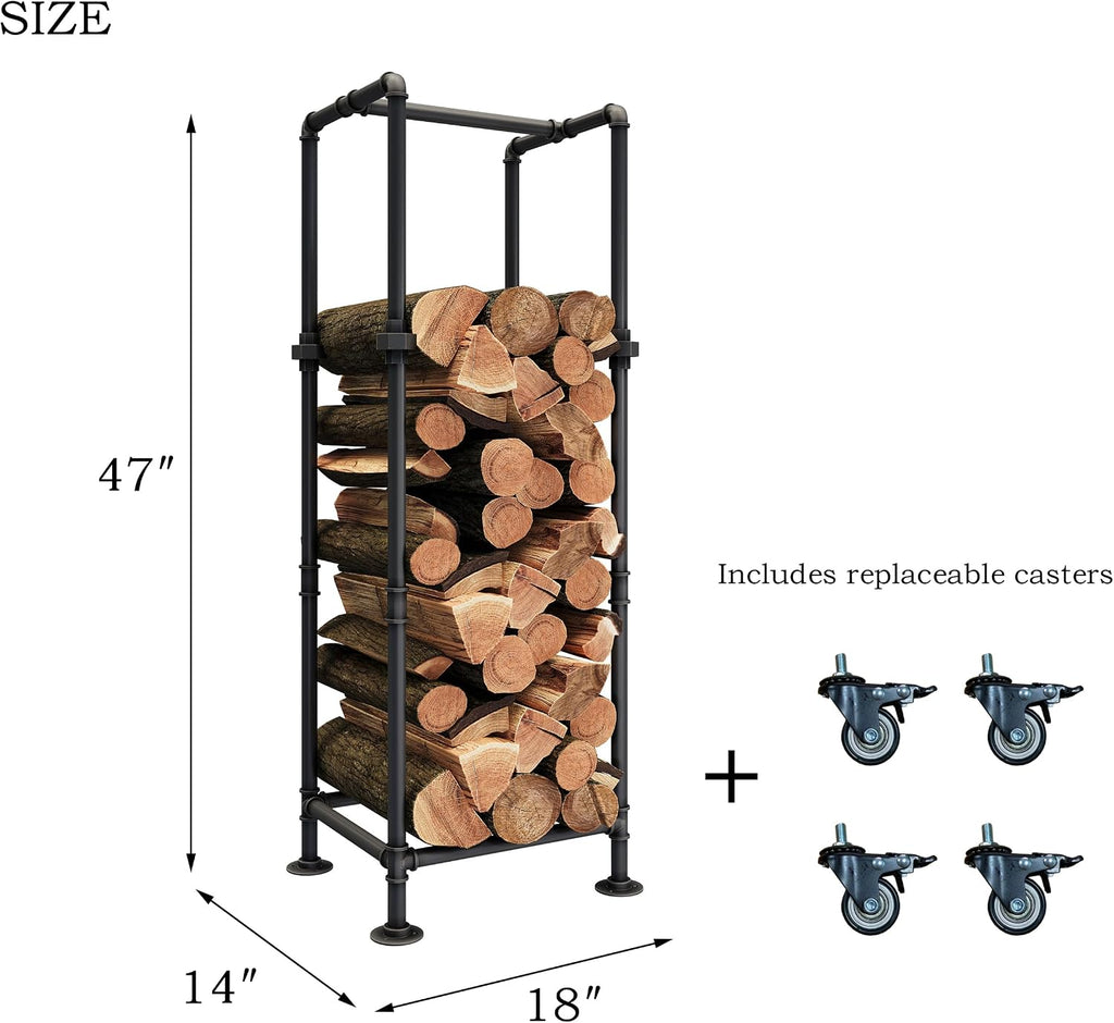 firewood rack,industrial style firewood holder with two optional, close-up detail