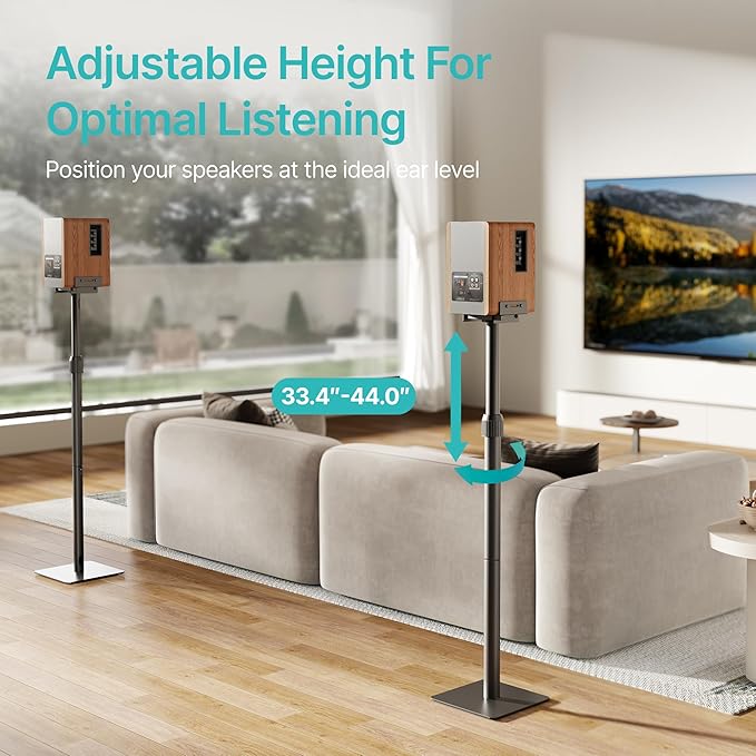Pegzone Height-Adjustable Speaker Stands Pair, 11LBS Capacity, Height
