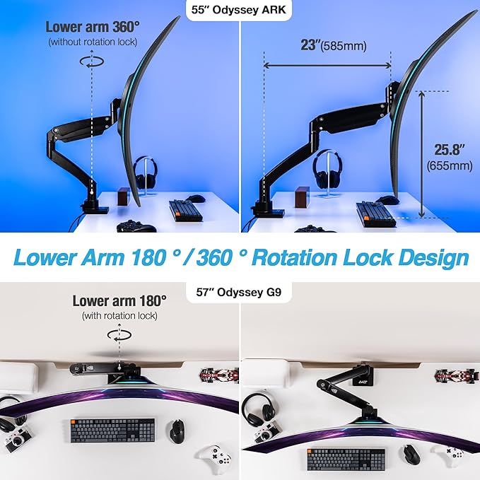 AVLT Single 17"-57" Super Ultrawide Monitor Arm