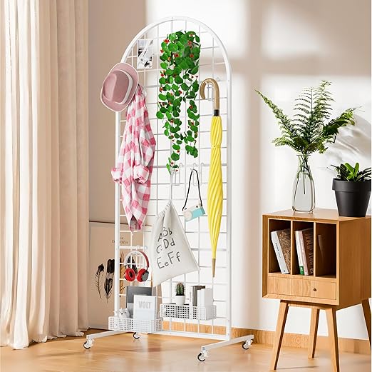 Asee'm Grid Wall Panels Display Stand 2' x 5.2' FT White Movable Wire Grid Wall