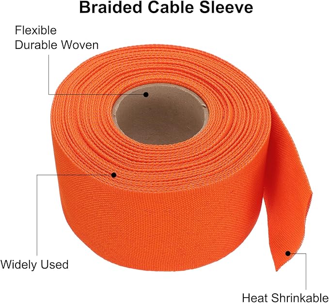 MECCANIXITY Braided Cable Sleeves Heat Shrinkable Fabric Sleeving, Network