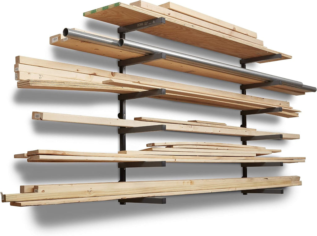 BORA Wood Rack, 6-Level Wall Mount Lumber Storage Rack for Wood Storage