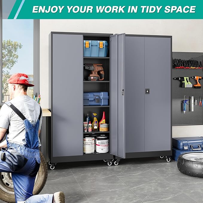 SISESOL 75" Tall Metal Storage Cabinet