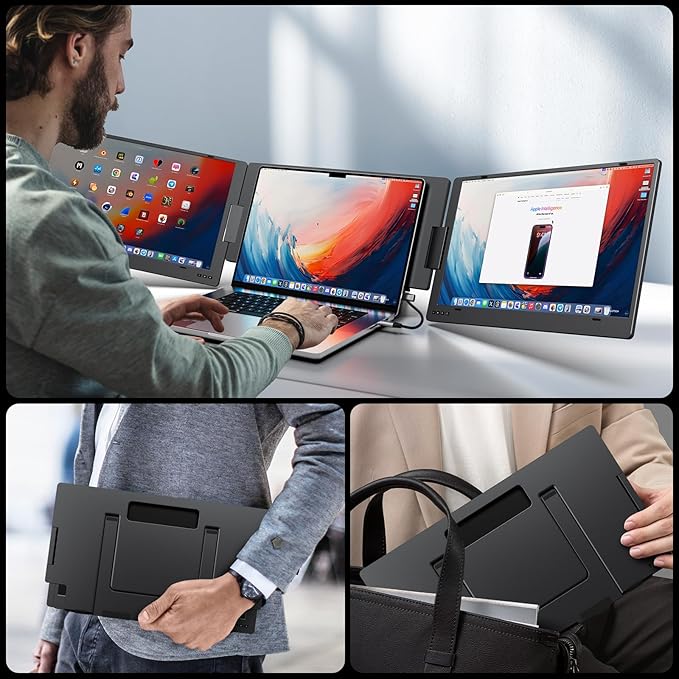 KYY 15.6" Laptop Screen Extender, 1080P FHD IPS Portable Monitor, One Cable