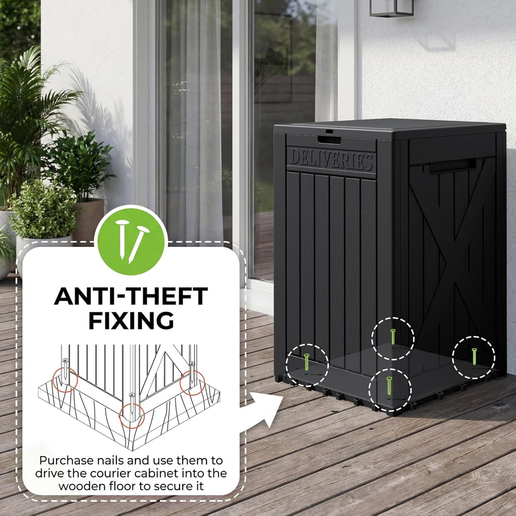greesum 52 gallon extra large deck box with showing dimensions