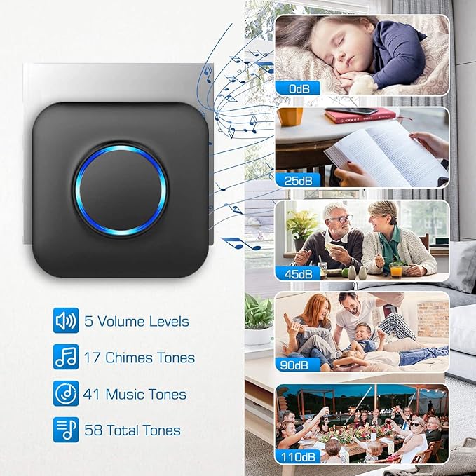 Door Chime Bistee Wireless Door Chimes When Door Open Entry Alarm 600FT Range