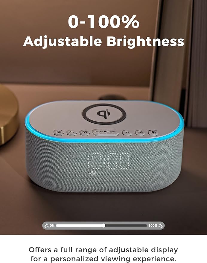 Odokee Wireless Charging Alarm Clock Radio: Qi Certified Fast Wireless Charger