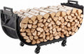 YQBRAO 32-Inch Firewood Rack, Rolling Firewood Cart with Log Carrier Bag