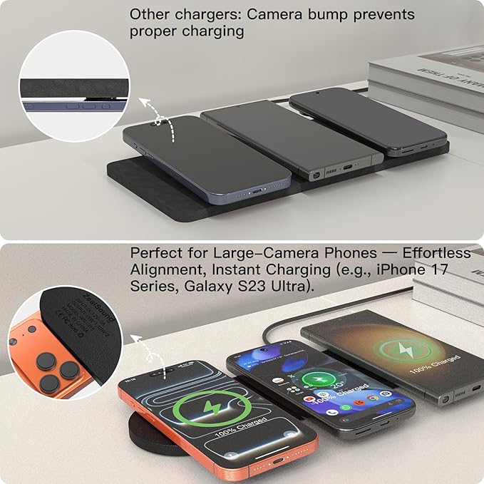 ZealSound Wireless Charging Pad, Triple Wireless Charger Pad Multiple Devices
