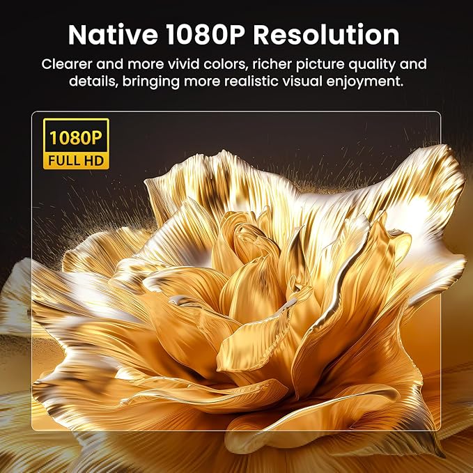 HAPPRUN Native 1080P Bluetooth Mini Projector, Full HD Portable Outdoor Movie
