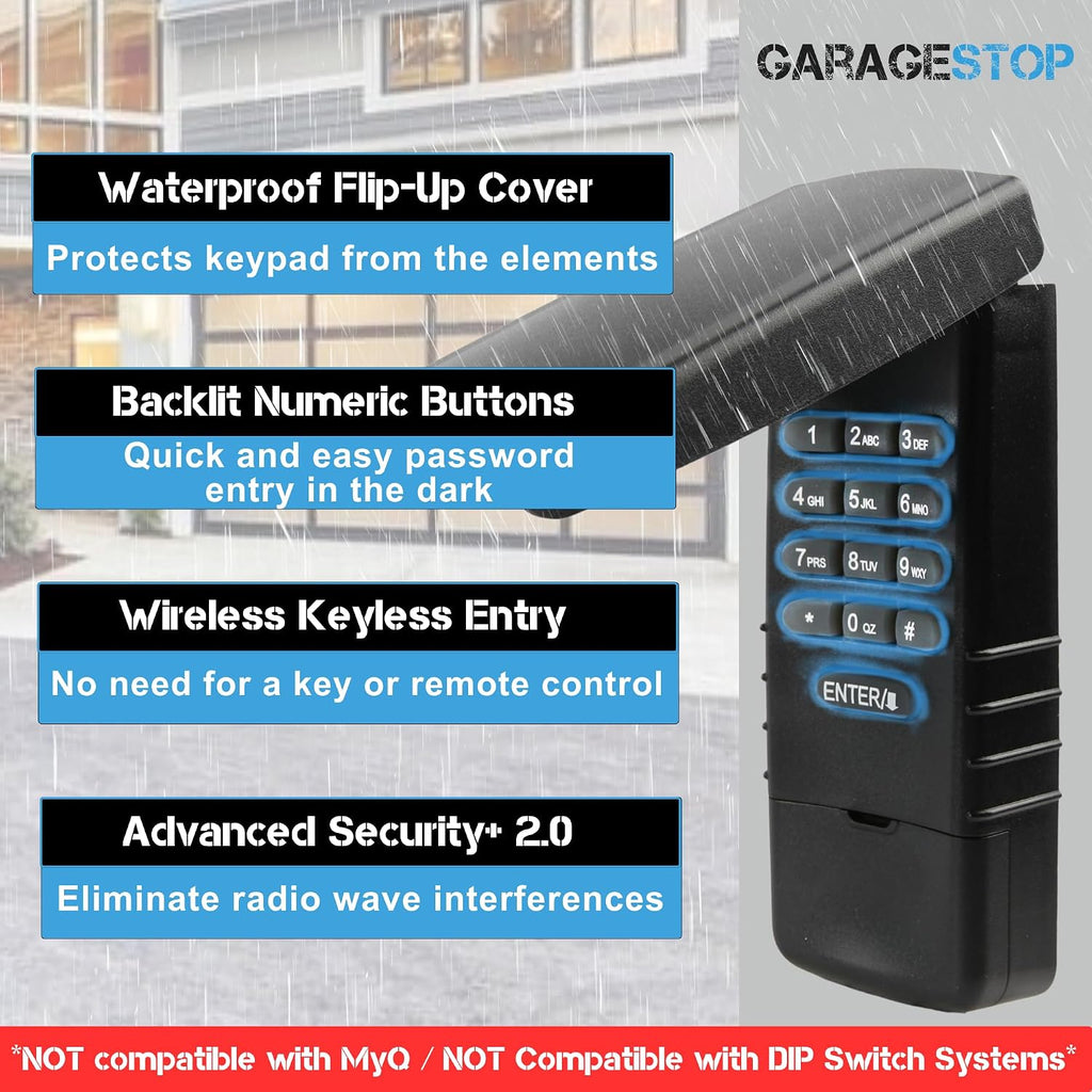 877lm garage door keypad for liftmaster chamberlain yellow showing dimensions