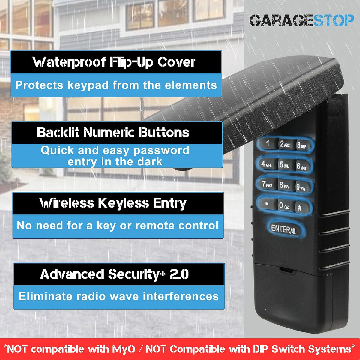 877lm garage door keypad for liftmaster chamberlain yellow showing dimensions