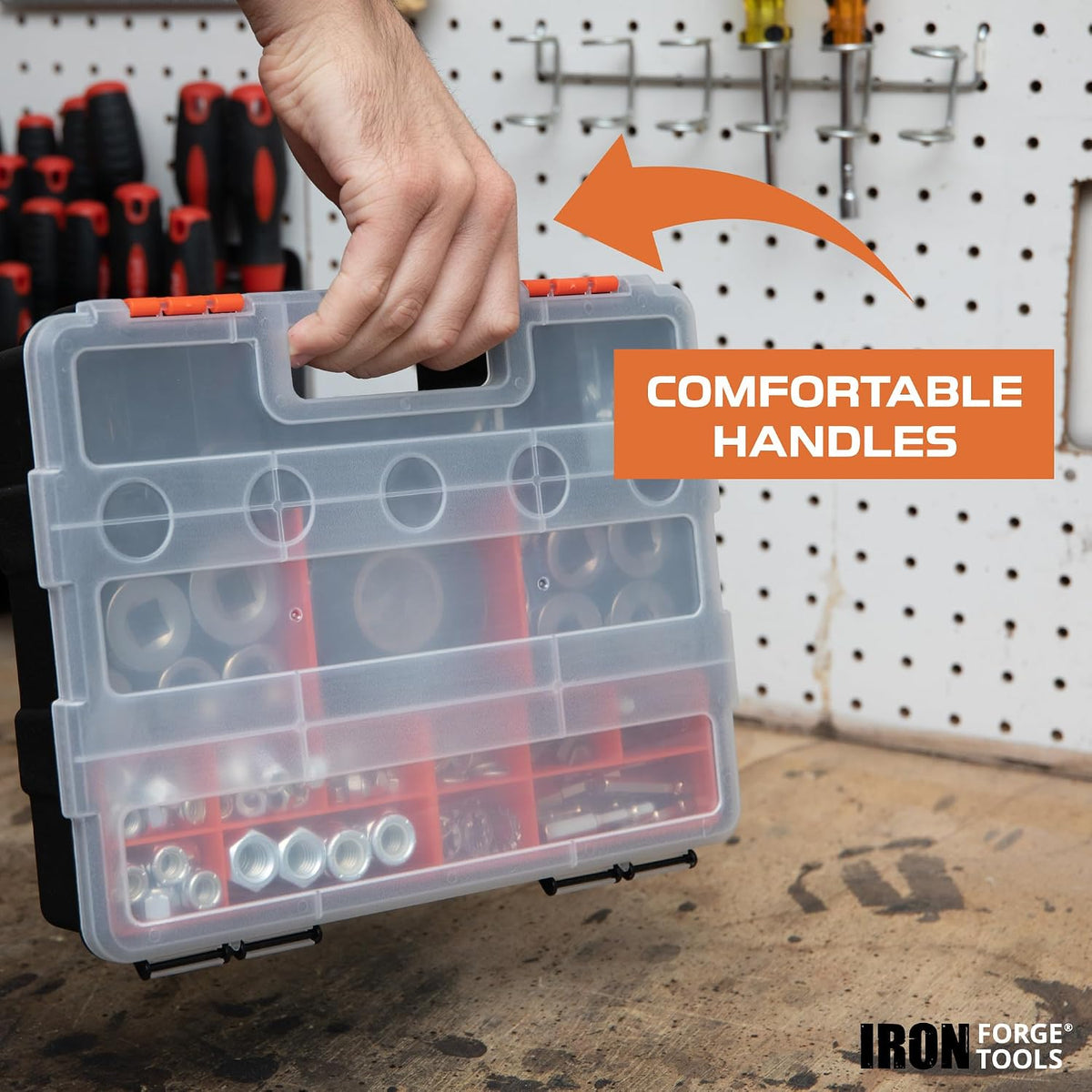 iron forge tools small parts tool organizer for, side view