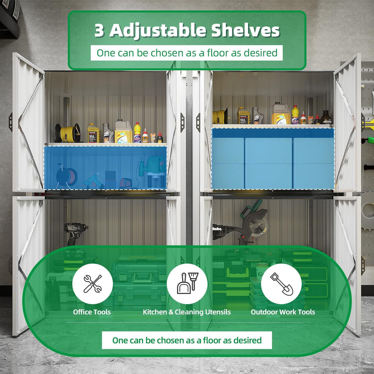AECOJOY Outdoor Storage Cabinet Waterproof, 70'' Large Vertical with Floor